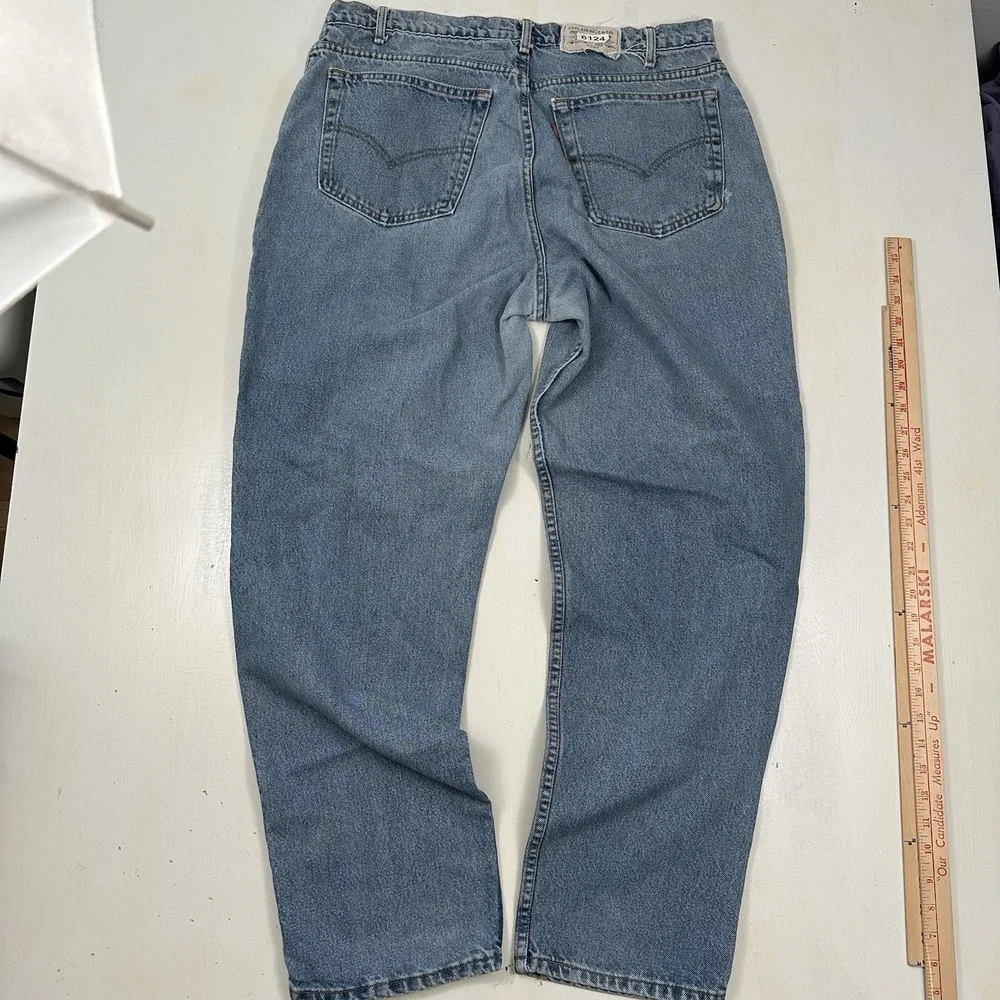 VTG Levi's 545 Loose Fit Jeans Men Fits 36x32 Blue‎ Brown Tab 90s Light Wash USA